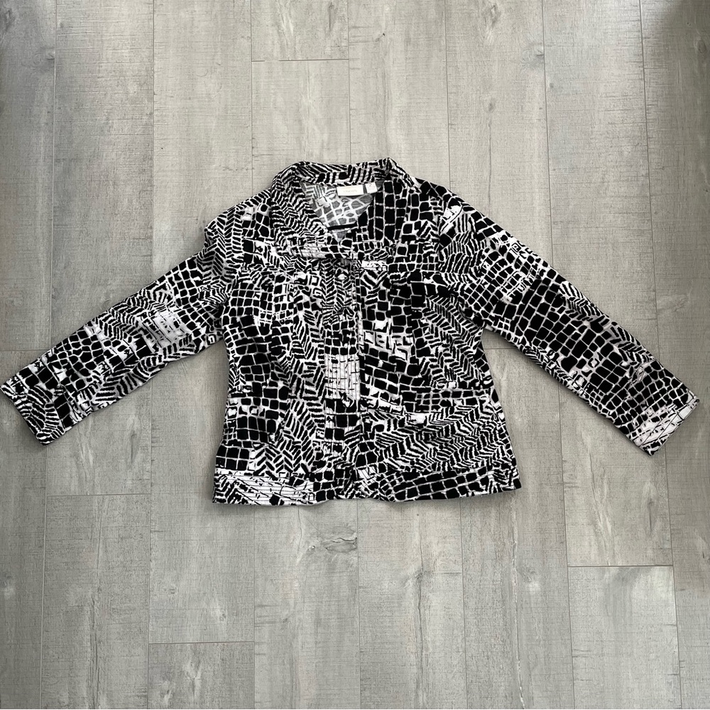 Vintage Chico’s Y2k Black & White Patterned Light… - image 2